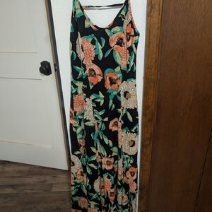 June & Hudson Black and Orange Floral Maxi Dress